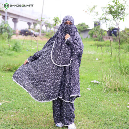লিলিয়ান সুতি কাপড়ের প্লাজু ও লং খিমার সেট (KC-09)
