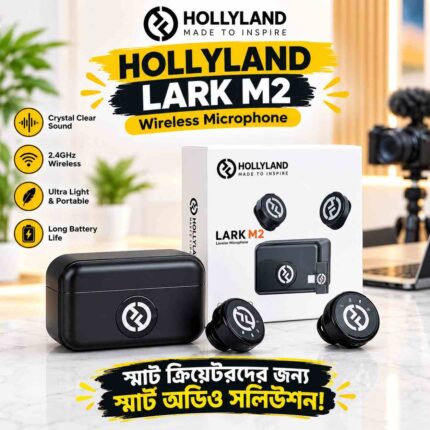 HOLLYLAND LARK M2 Wireless Microphone– Noise Cancellation ECO Mode | Crystal Clear Audio